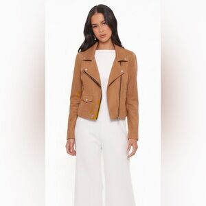 Women’s Camel Suede Moto Jacket